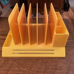 Vintage Max Klein Desk Organizer - Pens, Paperclips, Letters, Mail ... Yellow